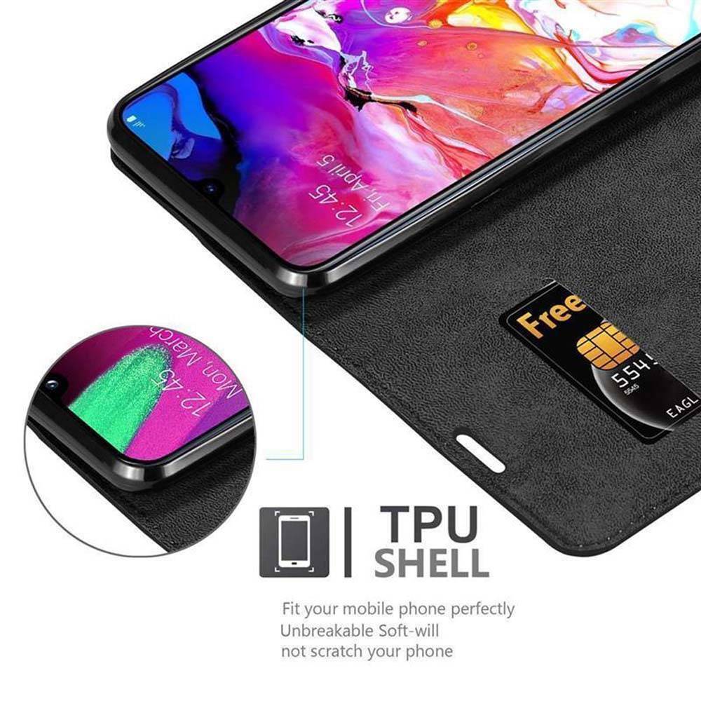 Cadorabo Hülle für Samsung Galaxy A70 / A70s Schutz Hülle in Schwarz Handyhülle Etui Case Cover Magnetverschluss