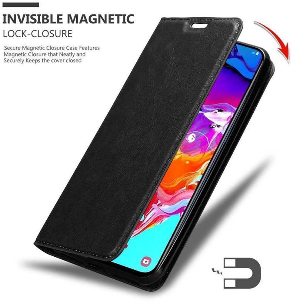 Cadorabo Hülle für Samsung Galaxy A70 / A70s Schutz Hülle in Schwarz Handyhülle Etui Case Cover Magnetverschluss
