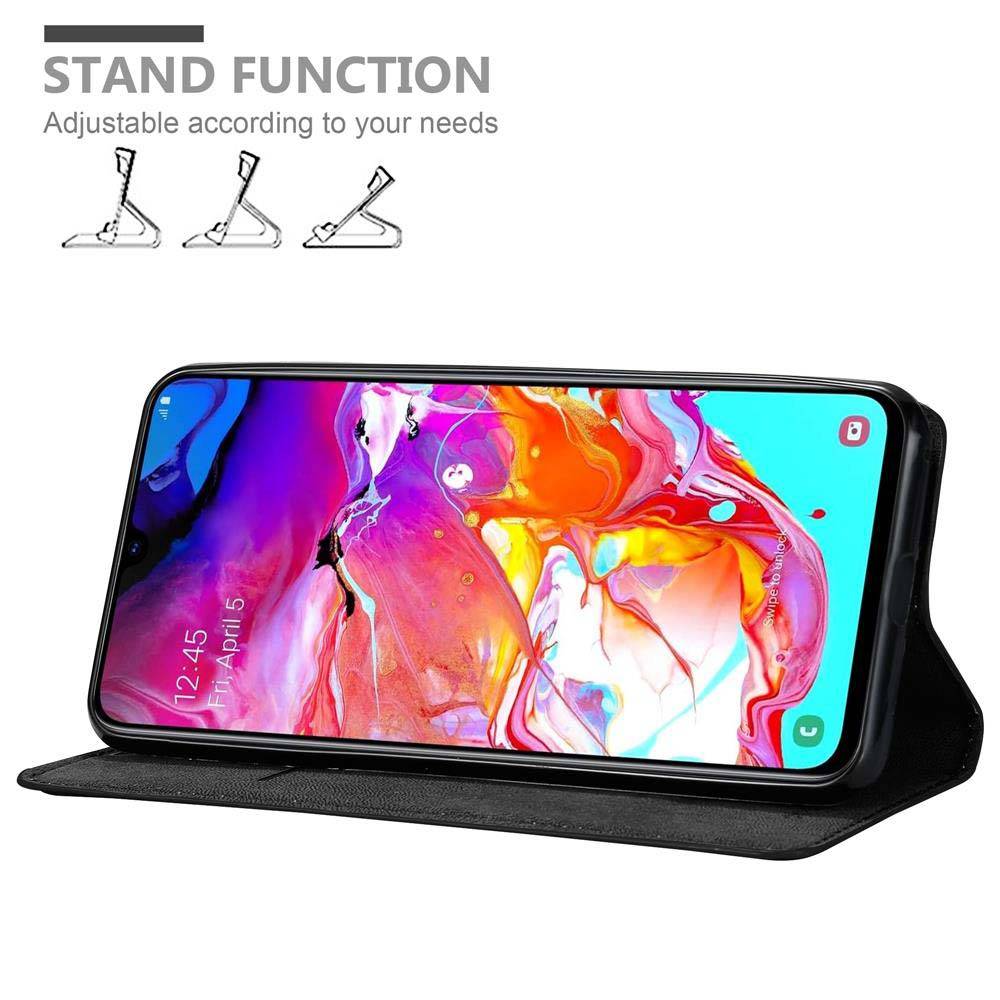Cadorabo Hülle für Samsung Galaxy A70 / A70s Schutz Hülle in Schwarz Handyhülle Etui Case Cover Magnetverschluss