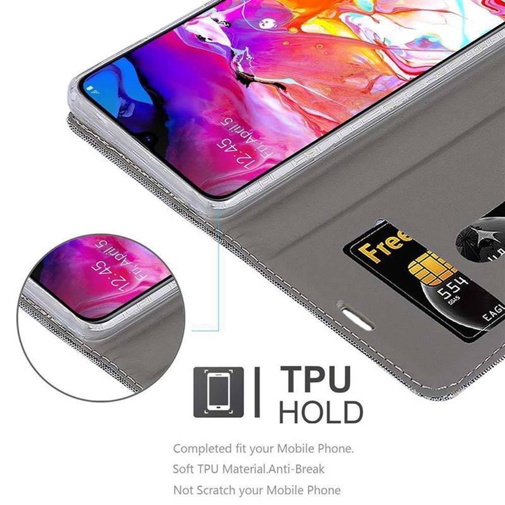 Cadorabo Hülle für Samsung Galaxy A70 / A70s Schutzhülle in Grau Handy Hülle Etui Book Case Cover