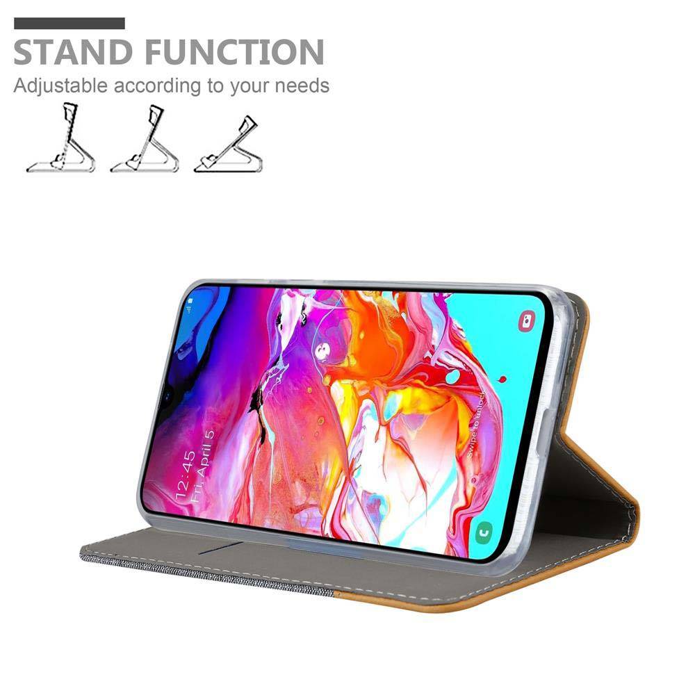 Cadorabo Hülle für Samsung Galaxy A70 / A70s Schutzhülle in Grau Handy Hülle Etui Book Case Cover