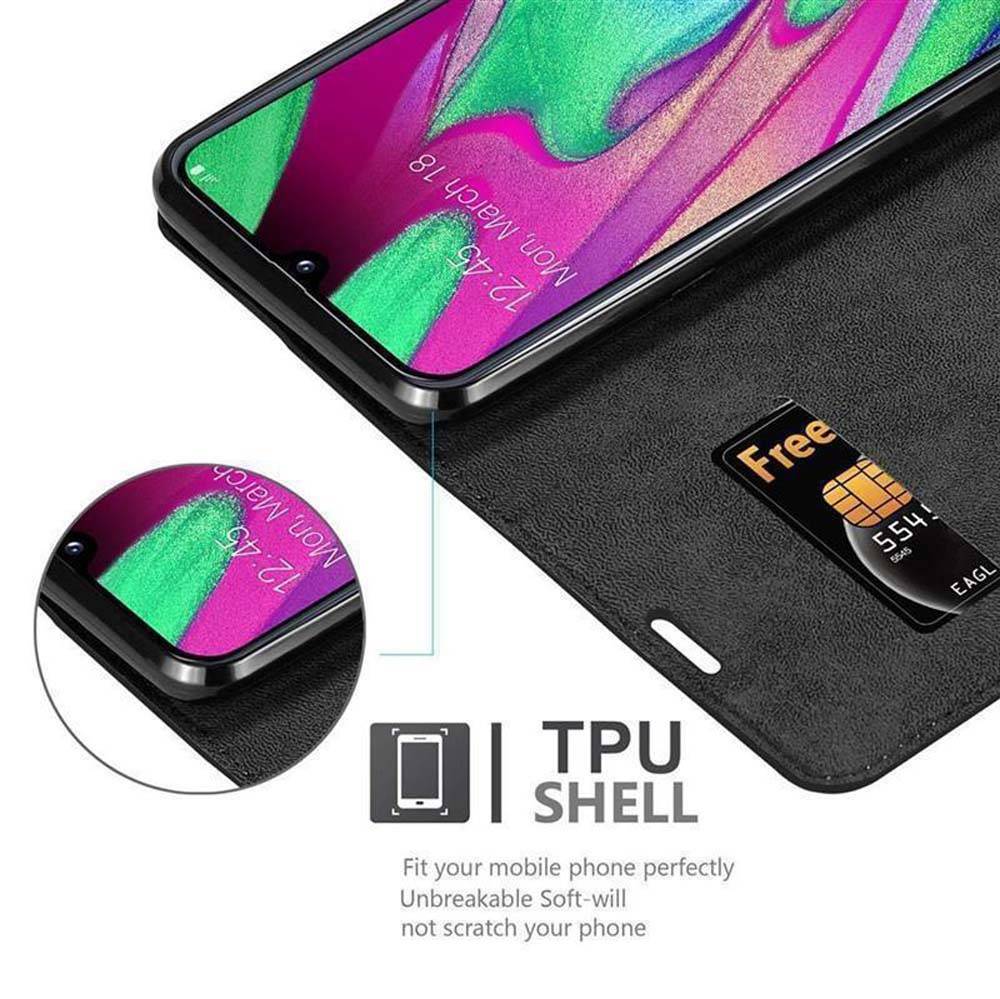 Cadorabo Hülle für Samsung Galaxy A40 Schutz Hülle in Schwarz Handyhülle Etui Case Cover Magnetverschluss