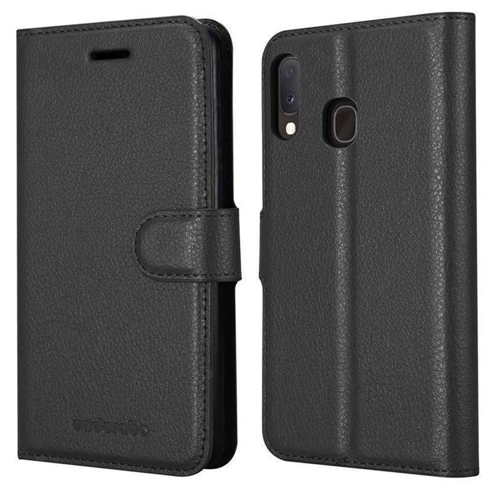 Cadorabo Hülle für Samsung Galaxy A10e / A20e Schutz Hülle in Schwarz Handyhülle Etui Case Cover Magnetverschluss