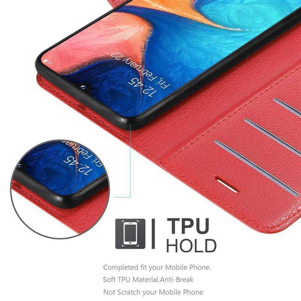 Cadorabo Hülle für Samsung Galaxy A10e / A20e Schutz Hülle in Rot Handyhülle Etui Case Cover Magnetverschluss