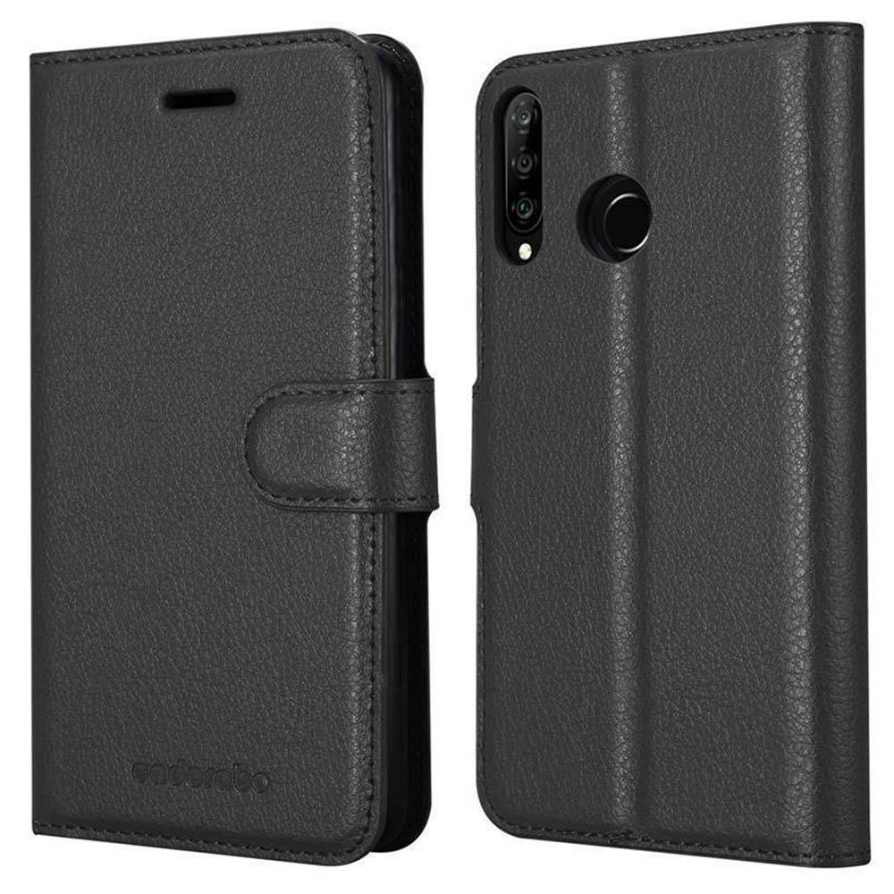 Cadorabo Hülle für Huawei P30 LITE Schutz Hülle in Schwarz Handyhülle Etui Case Cover Magnetverschluss