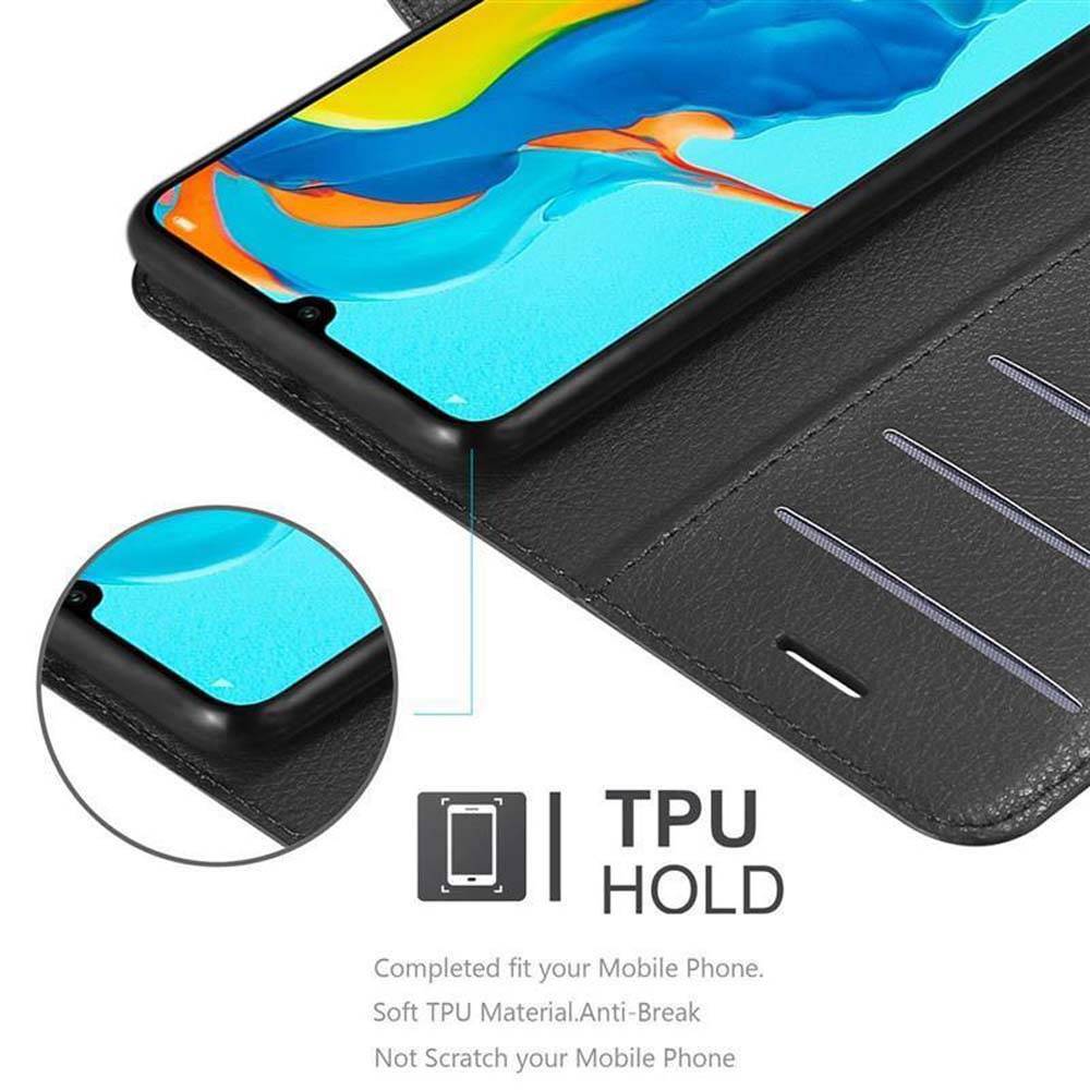 Cadorabo Hülle für Huawei P30 LITE Schutz Hülle in Schwarz Handyhülle Etui Case Cover Magnetverschluss