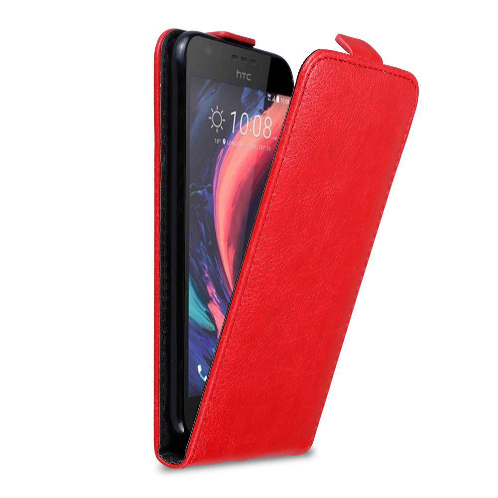 Cadorabo Hülle für HTC Desire 10 LIFESTYLE / Desire 825 Schutz Hülle in Rot Flip Etui Handyhülle Case Cover