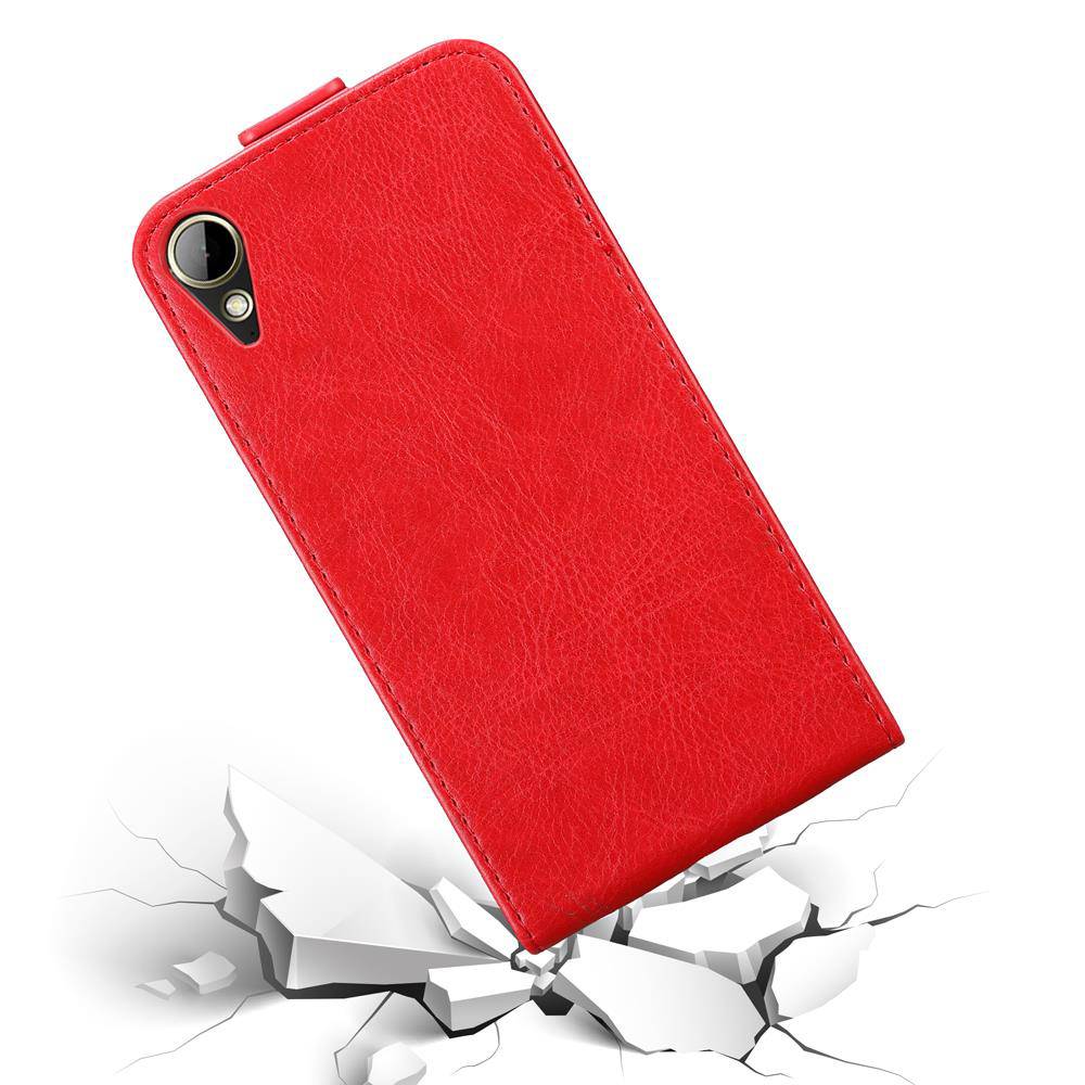 Cadorabo Hülle für HTC Desire 10 LIFESTYLE / Desire 825 Schutz Hülle in Rot Flip Etui Handyhülle Case Cover