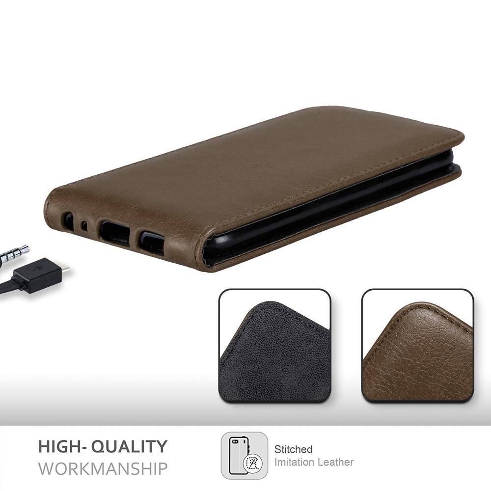 Cadorabo Hülle für Huawei P SMART 2018 / Enjoy 7S Schutz Hülle in Braun Flip Etui Handyhülle Case Cover