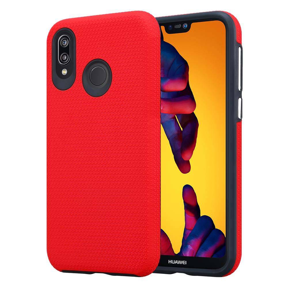 Cadorabo Schutzhülle für Huawei P20 LITE 2018 / NOVA 3E Hülle in Rot Outdoor Etui Hybrid Handyhülle extra Grip Anti
