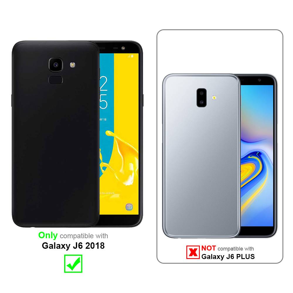 Cadorabo Hülle für Samsung Galaxy J6 2018 Schutz Hülle in Rot Flip Etui Handyhülle Case Cover