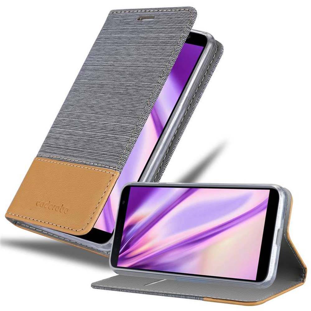 Cadorabo Hülle für Samsung Galaxy J6 PLUS Schutzhülle in Grau Handy Hülle Etui Book Case Cover