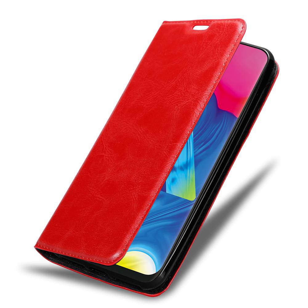 Cadorabo Hülle für Samsung Galaxy A10 / M10 Schutz Hülle in Rot Handyhülle Etui Case Cover Magnetverschluss