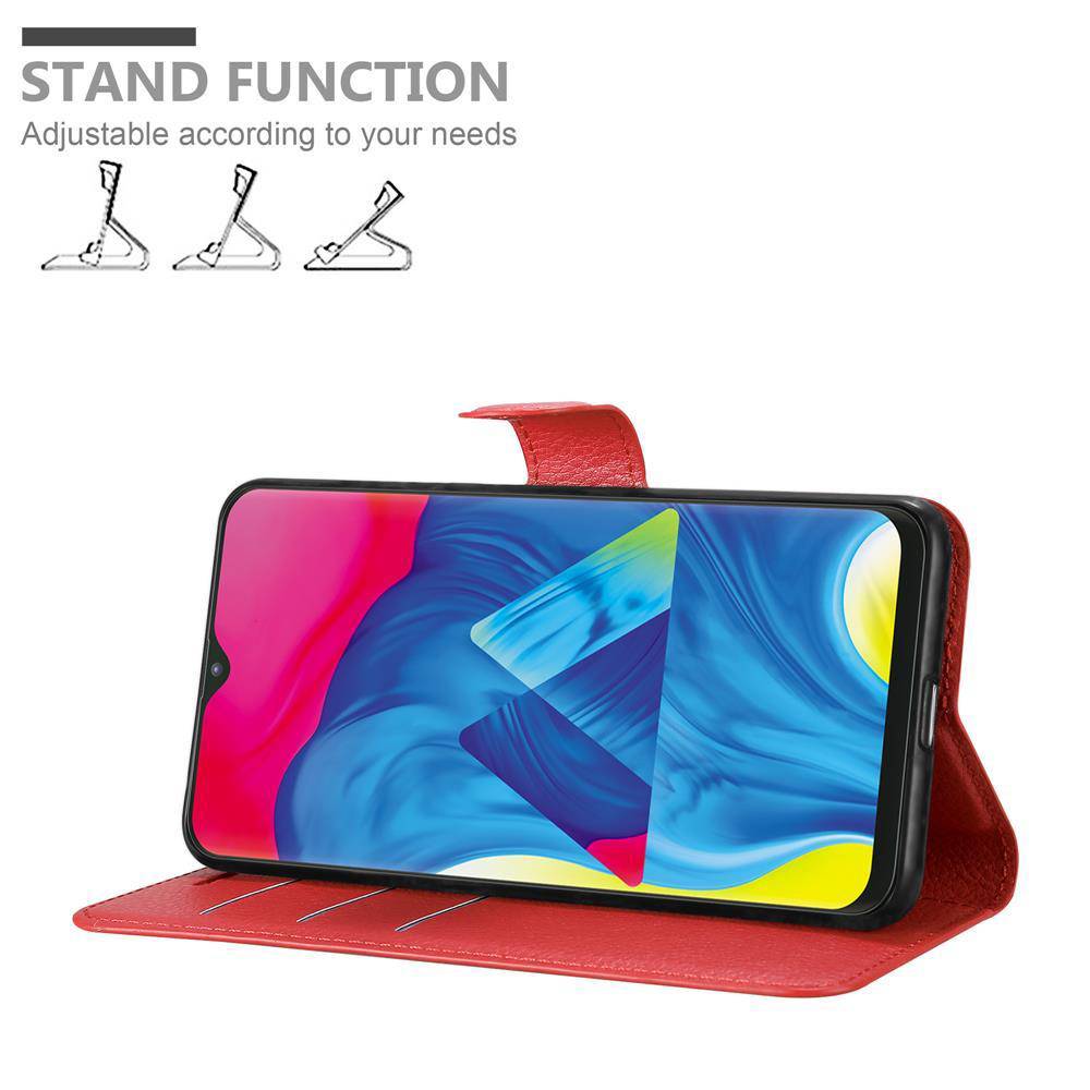 Cadorabo Hülle für Samsung Galaxy A10 / M10 Schutz Hülle in Rot Handyhülle Etui Case Cover Magnetverschluss