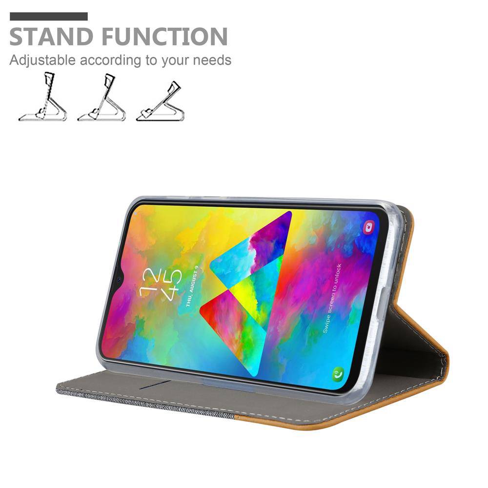 Cadorabo Hülle für Samsung Galaxy M20 Schutzhülle in Grau Handy Hülle Etui Book Case Cover