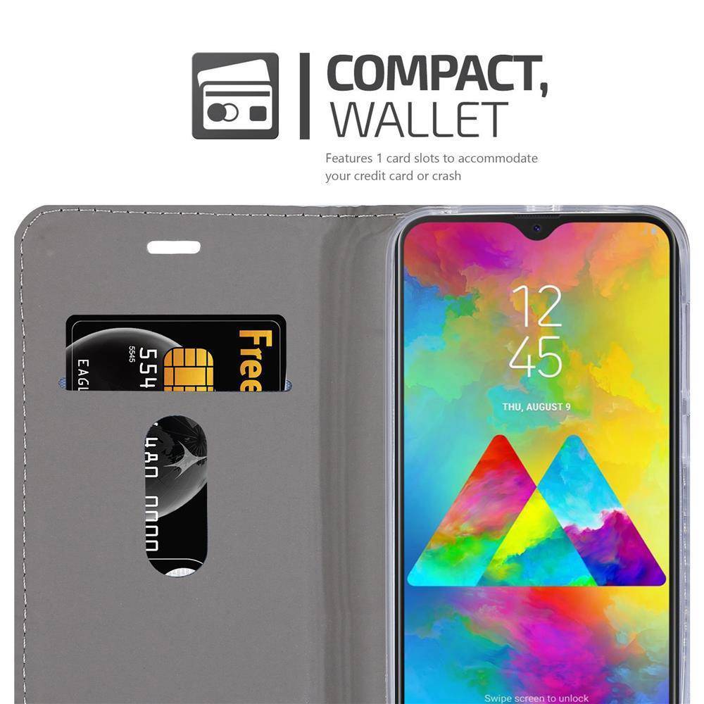 Cadorabo Hülle für Samsung Galaxy M20 Schutzhülle in Grau Handy Hülle Etui Book Case Cover