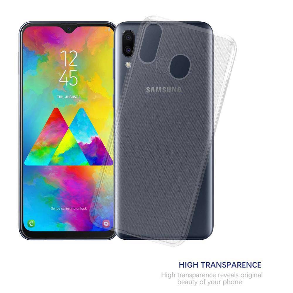 Cadorabo Hülle für Samsung Galaxy M20 Schutz Hülle in Transparent Schutzhülle TPU Silikon Cover Etui Case