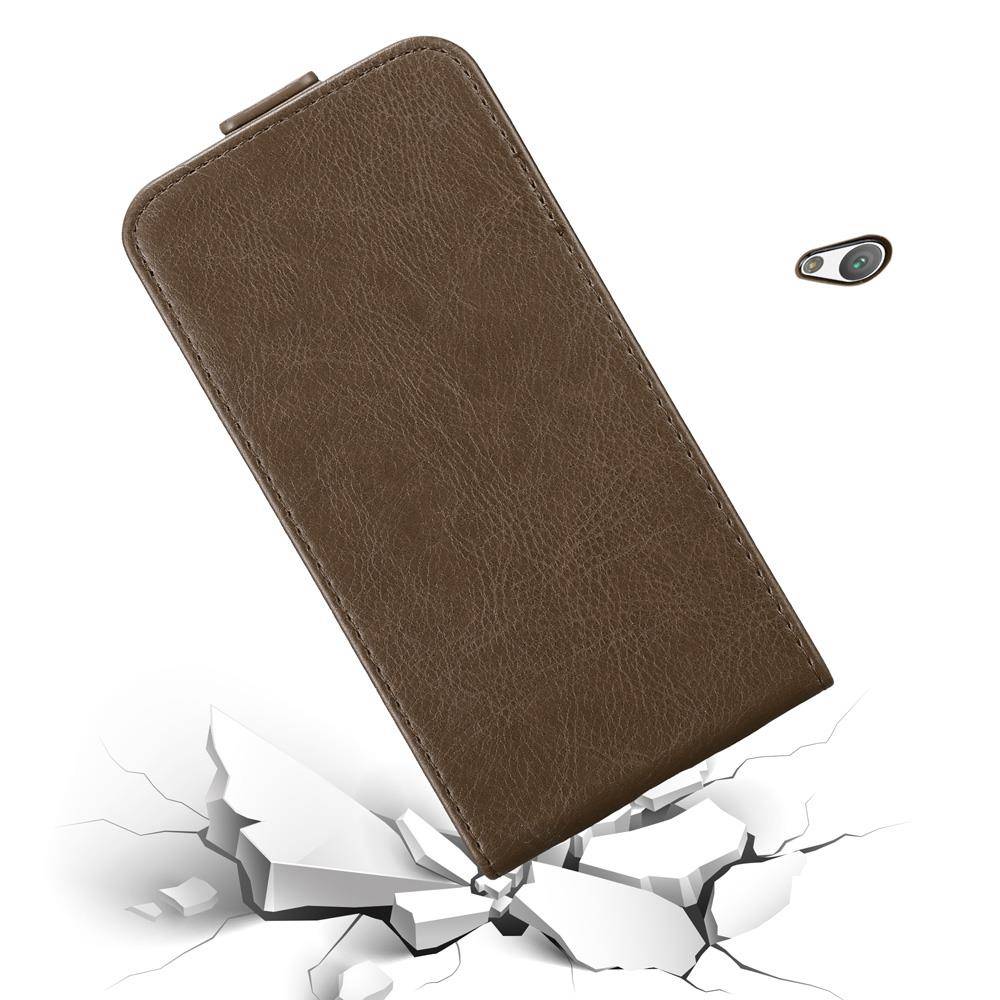 Cadorabo Hülle für Sony Xperia E5 Schutz Hülle in Braun Flip Etui Handyhülle Case Cover
