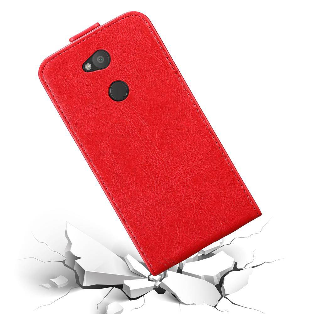 Cadorabo Hülle für Sony Xperia L2 Schutz Hülle in Rot Flip Etui Handyhülle Case Cover