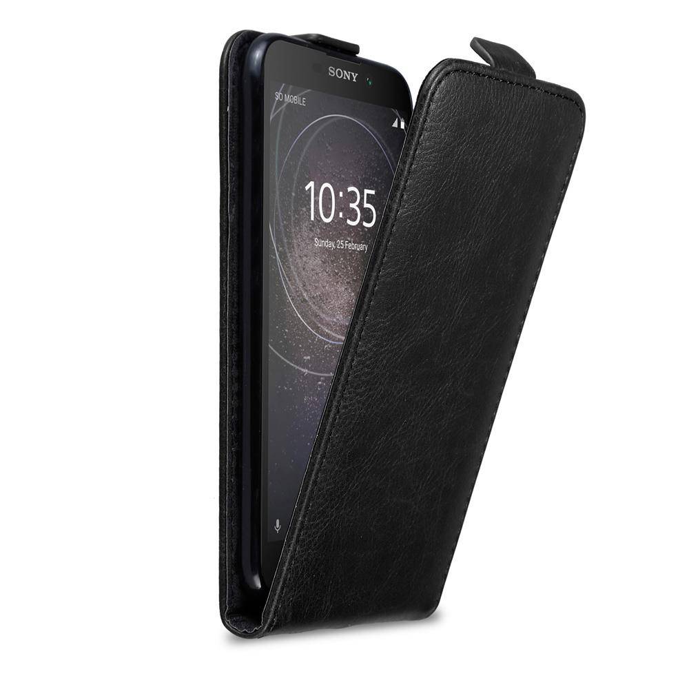 Cadorabo Hülle für Sony Xperia L2 Schutz Hülle in Schwarz Flip Etui Handyhülle Case Cover