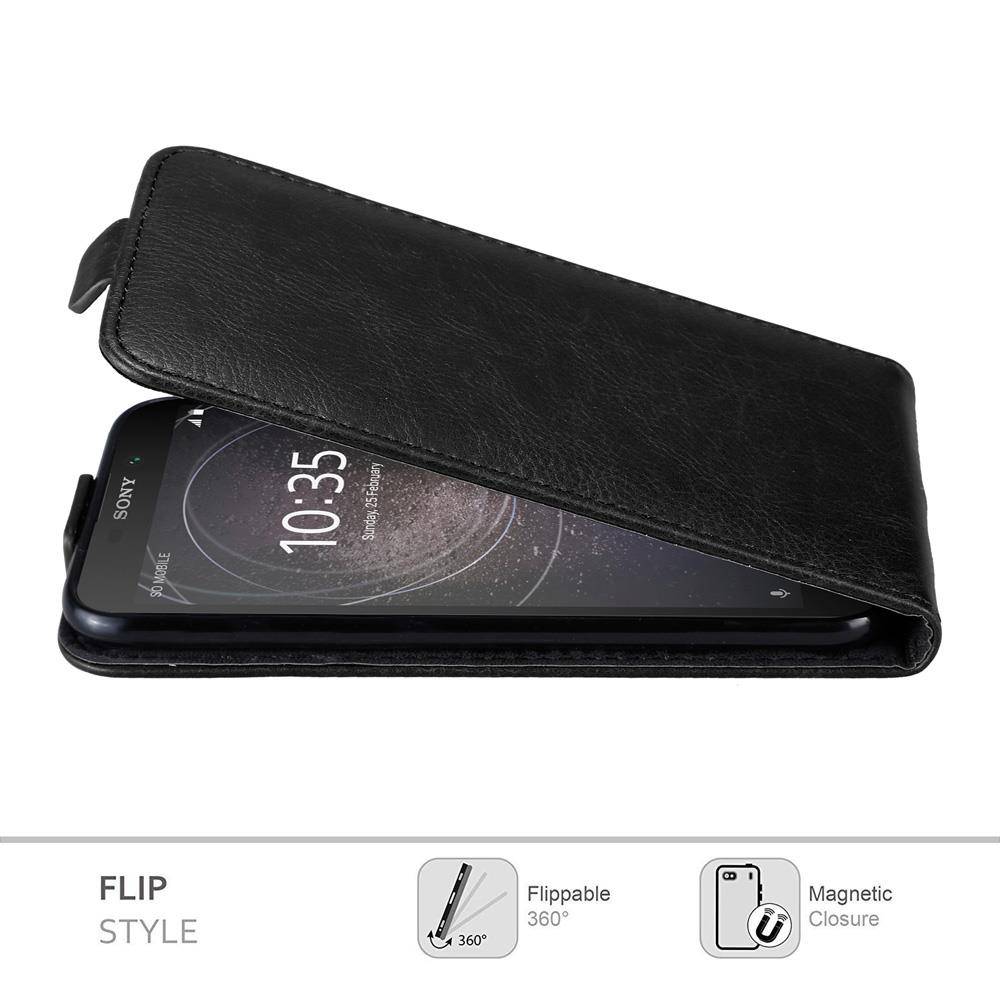 Cadorabo Hülle für Sony Xperia L2 Schutz Hülle in Schwarz Flip Etui Handyhülle Case Cover
