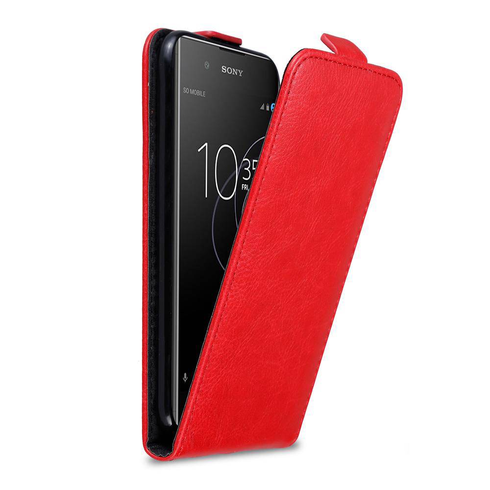 Cadorabo Hülle für Sony Xperia XA1 PLUS Schutz Hülle in Rot Flip Etui Handyhülle Case Cover