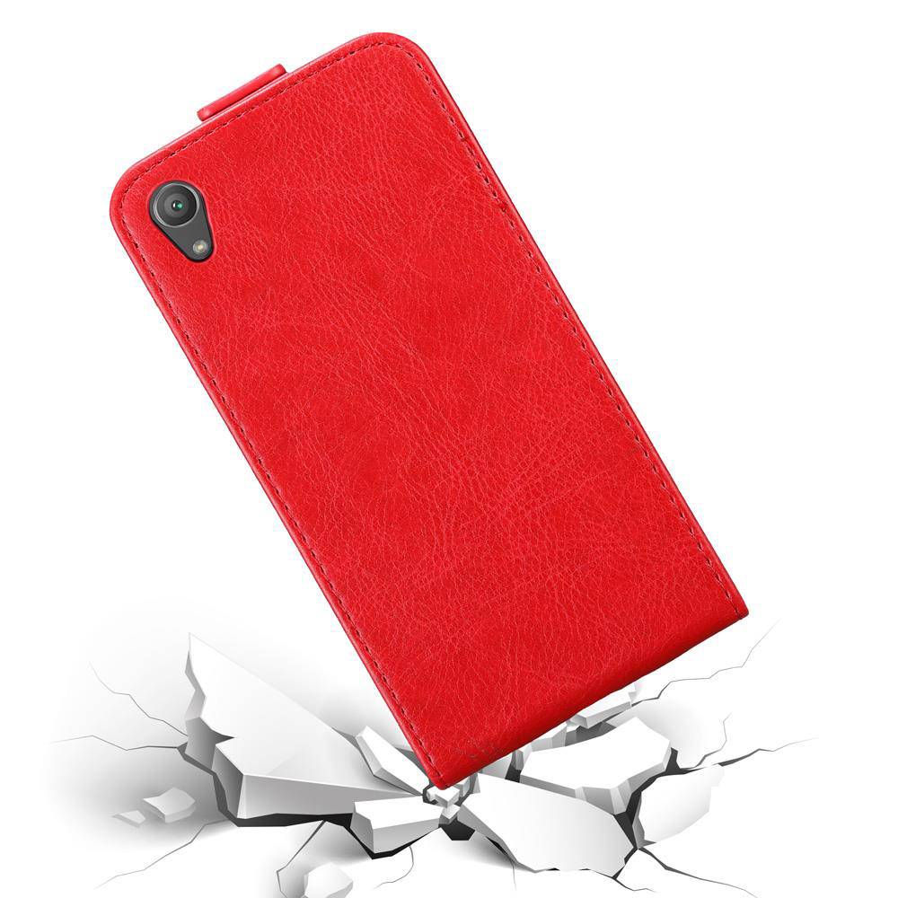 Cadorabo Hülle für Sony Xperia XA1 PLUS Schutz Hülle in Rot Flip Etui Handyhülle Case Cover