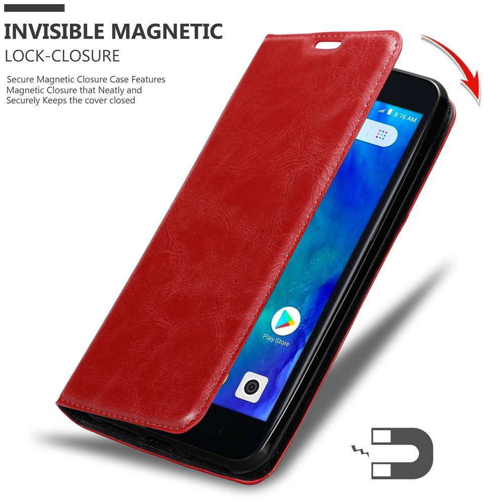 Cadorabo Hülle für Xiaomi RedMi GO Schutz Hülle in Rot Handyhülle Etui Case Cover Magnetverschluss