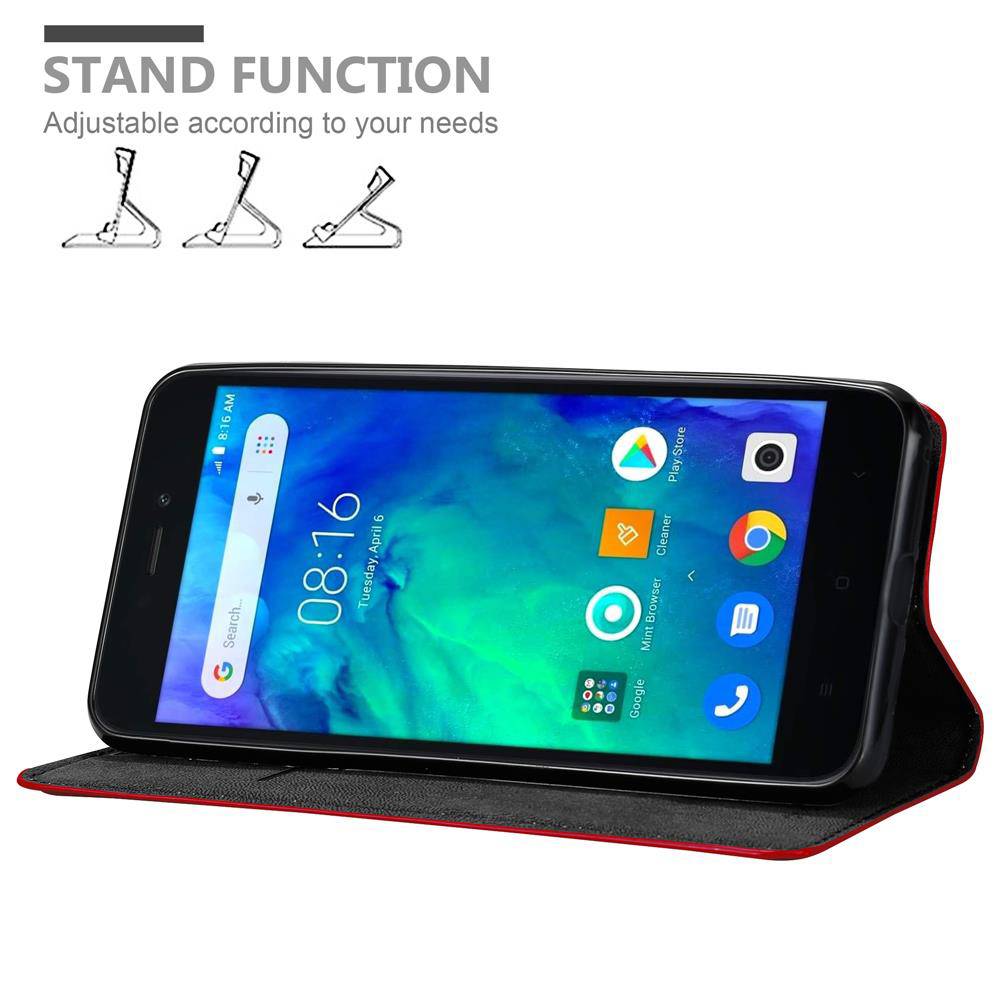 Cadorabo Hülle für Xiaomi RedMi GO Schutz Hülle in Rot Handyhülle Etui Case Cover Magnetverschluss