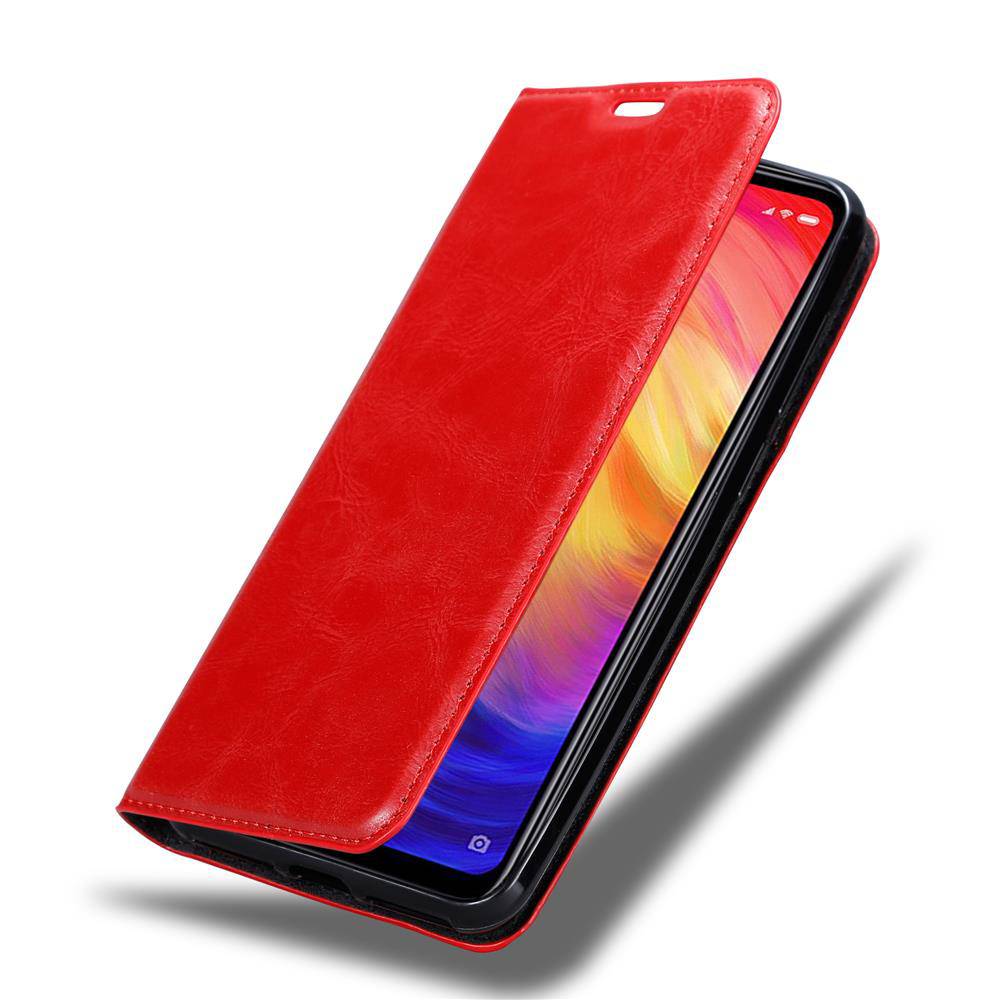 Cadorabo Hülle für Xiaomi RedMi NOTE 7 Schutz Hülle in Rot Handyhülle Etui Case Cover Magnetverschluss