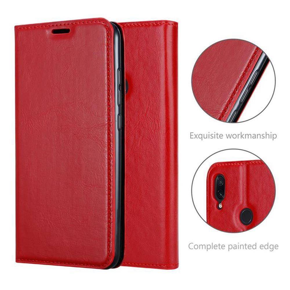 Cadorabo Hülle für Xiaomi RedMi NOTE 7 Schutz Hülle in Rot Handyhülle Etui Case Cover Magnetverschluss