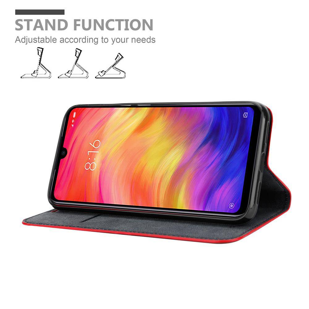 Cadorabo Hülle für Xiaomi RedMi NOTE 7 Schutz Hülle in Rot Handyhülle Etui Case Cover Magnetverschluss