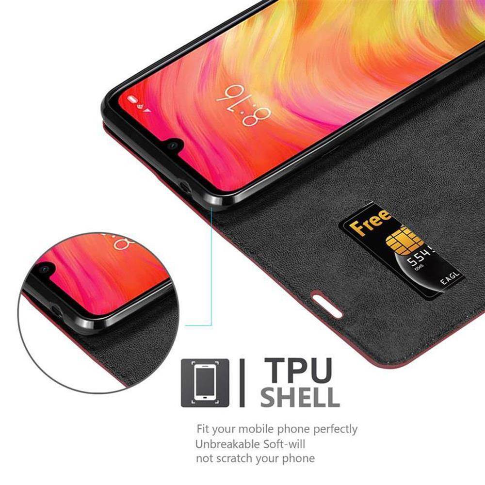 Cadorabo Hülle für Xiaomi RedMi NOTE 7 Schutz Hülle in Rot Handyhülle Etui Case Cover Magnetverschluss