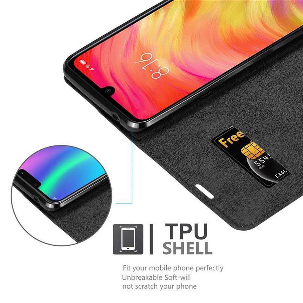 Cadorabo Hülle für Xiaomi RedMi NOTE 7 Schutz Hülle in Schwarz Handyhülle Etui Case Cover Magnetverschluss