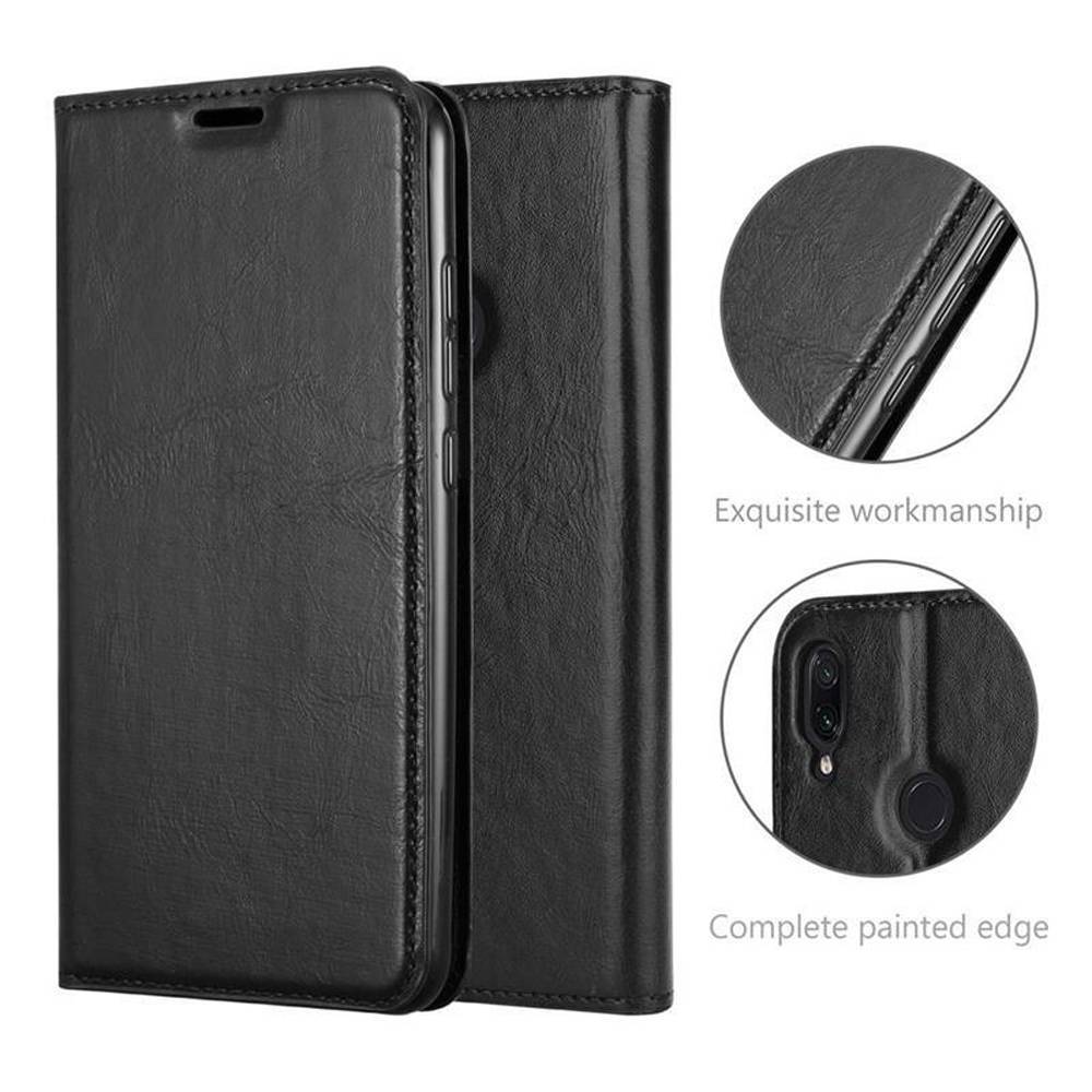 Cadorabo Hülle für Xiaomi RedMi NOTE 7 Schutz Hülle in Schwarz Handyhülle Etui Case Cover Magnetverschluss