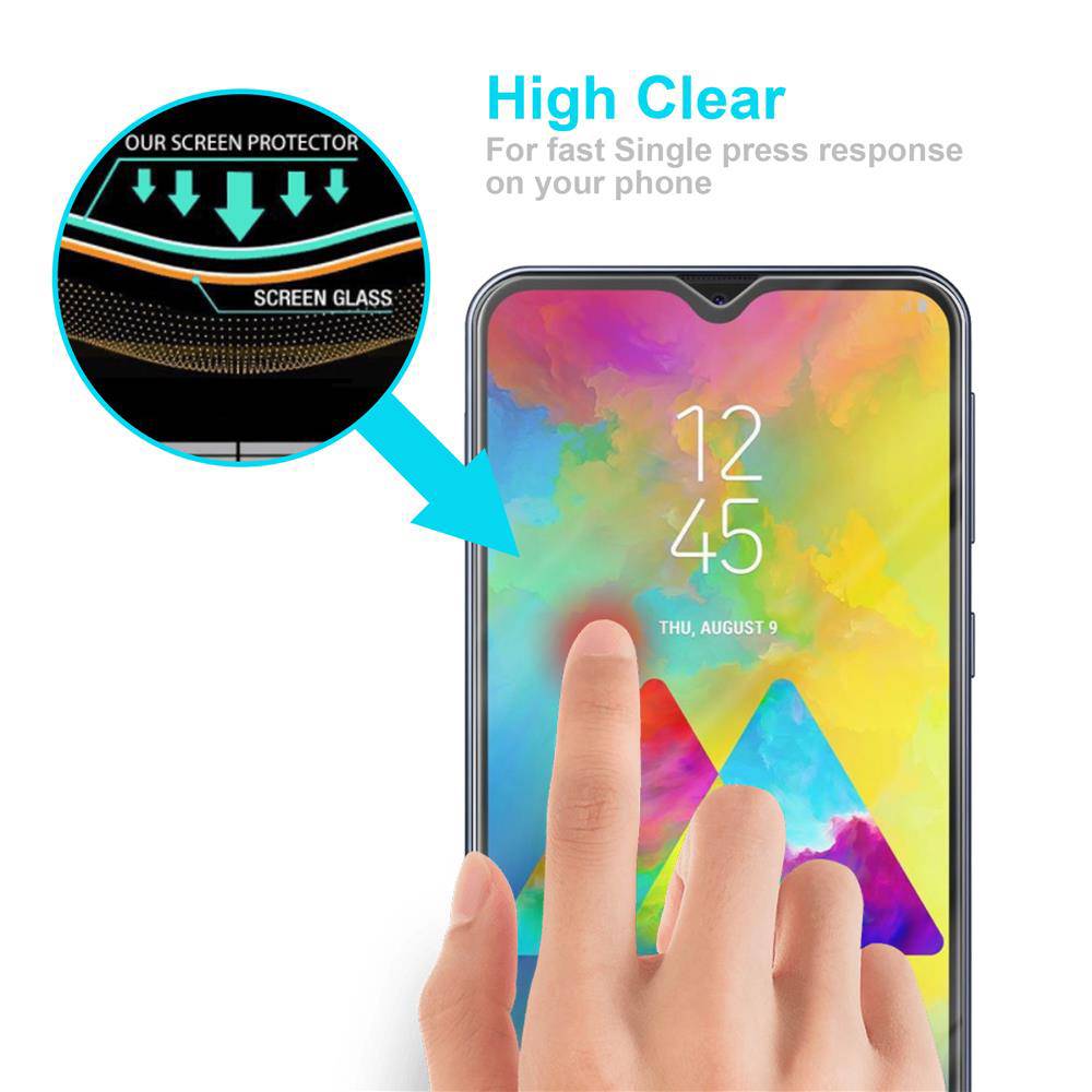 Cadorabo Panzer Folie für Samsung Galaxy M20 Schutzfolie in Transparent Gehärtetes Tempered Display-Schutzglas