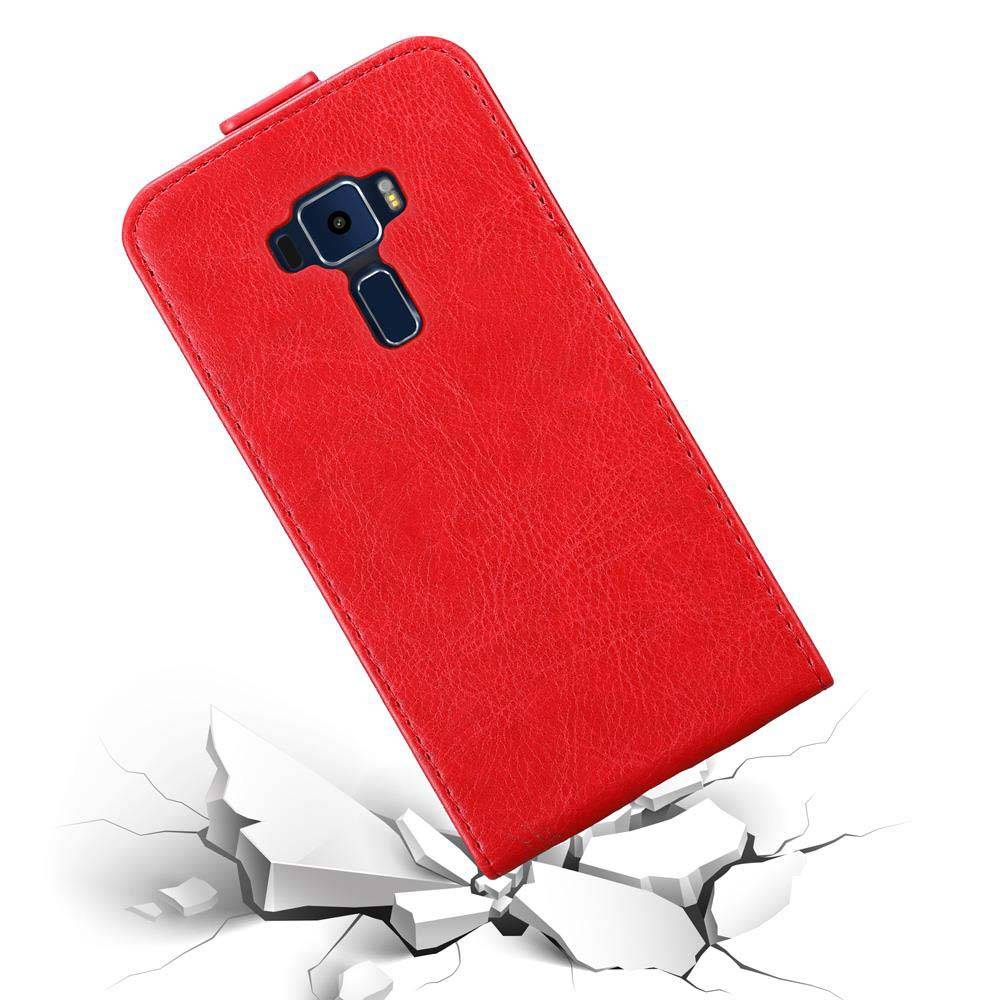 Cadorabo Hülle für Asus ZenFone 3 (5.2 Zoll) Schutz Hülle in Rot Flip Etui Handyhülle Case Cover