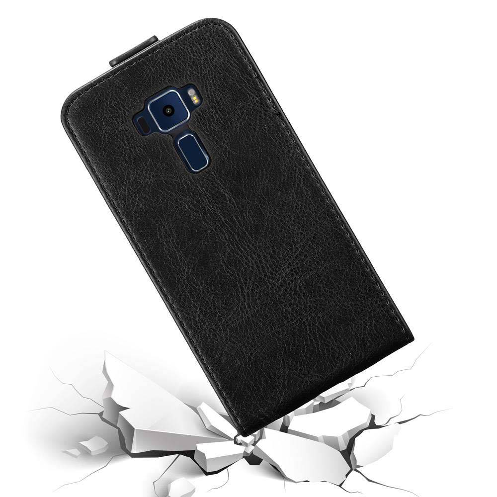 Cadorabo Hülle für Asus ZenFone 3 (5.2 Zoll) Schutz Hülle in Schwarz Flip Etui Handyhülle Case Cover