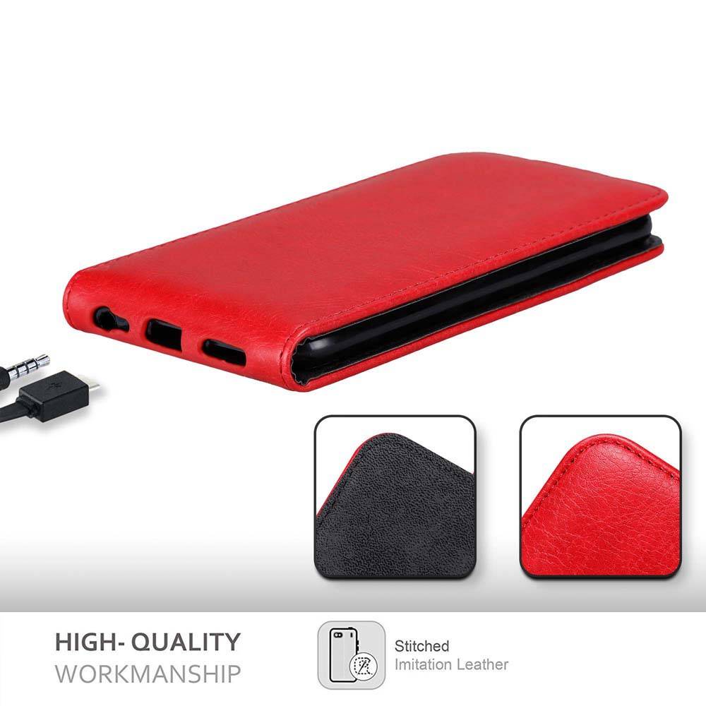 Cadorabo Hülle für Asus ZenFone 4 Selfie PRO Schutz Hülle in Rot Flip Etui Handyhülle Case Cover