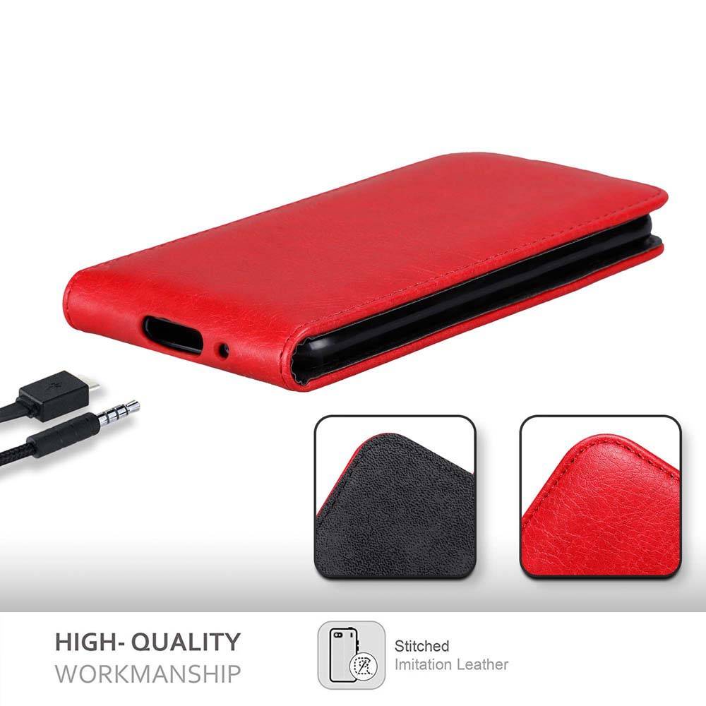 Cadorabo Hülle für Blackberry Q10 Schutz Hülle in Rot Flip Etui Handyhülle Case Cover