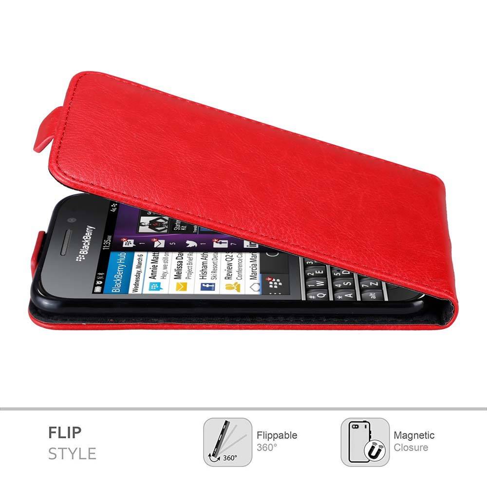 Cadorabo Hülle für Blackberry Q10 Schutz Hülle in Rot Flip Etui Handyhülle Case Cover