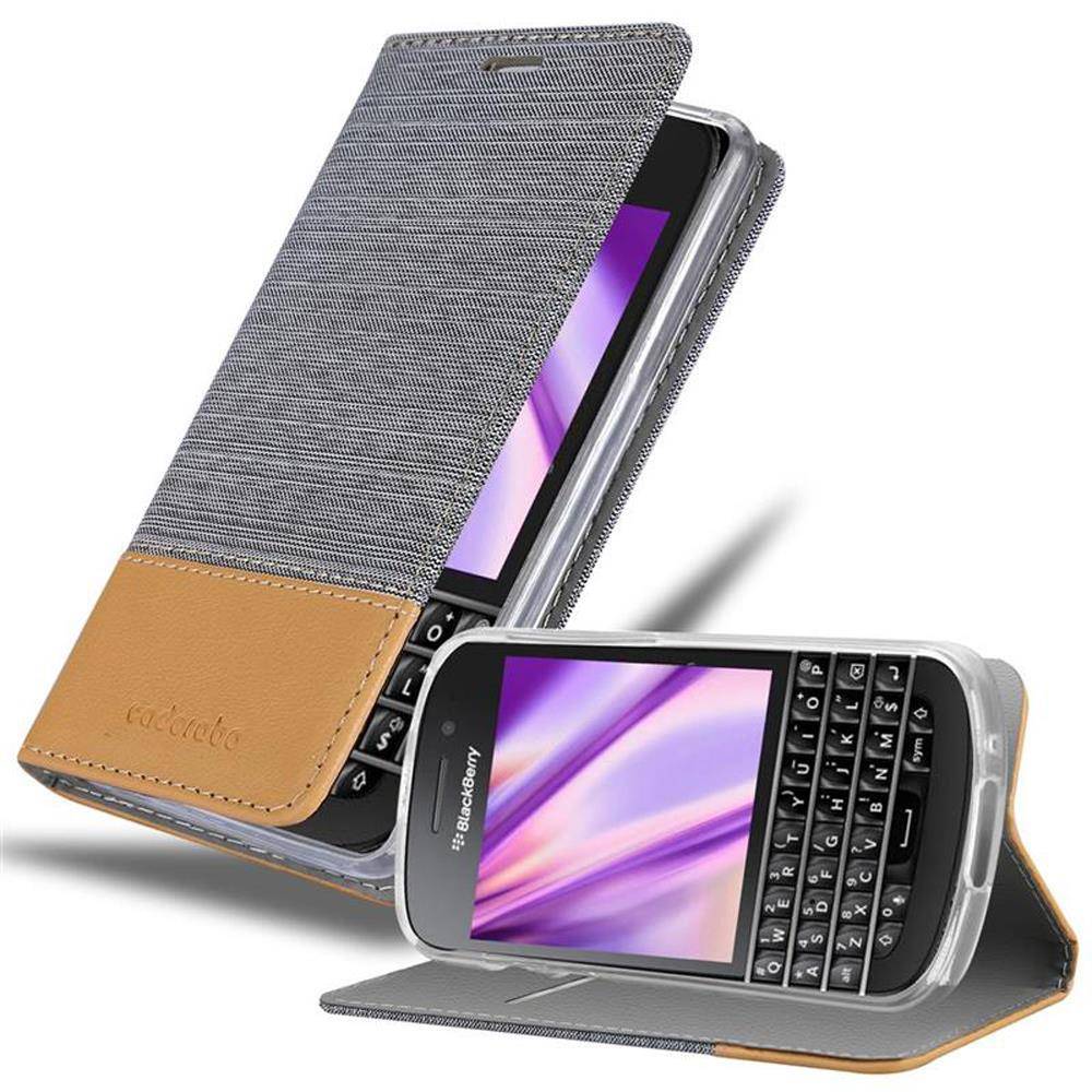 Cadorabo Hülle für Blackberry Q10 Schutzhülle in Grau Handy Hülle Etui Book Case Cover