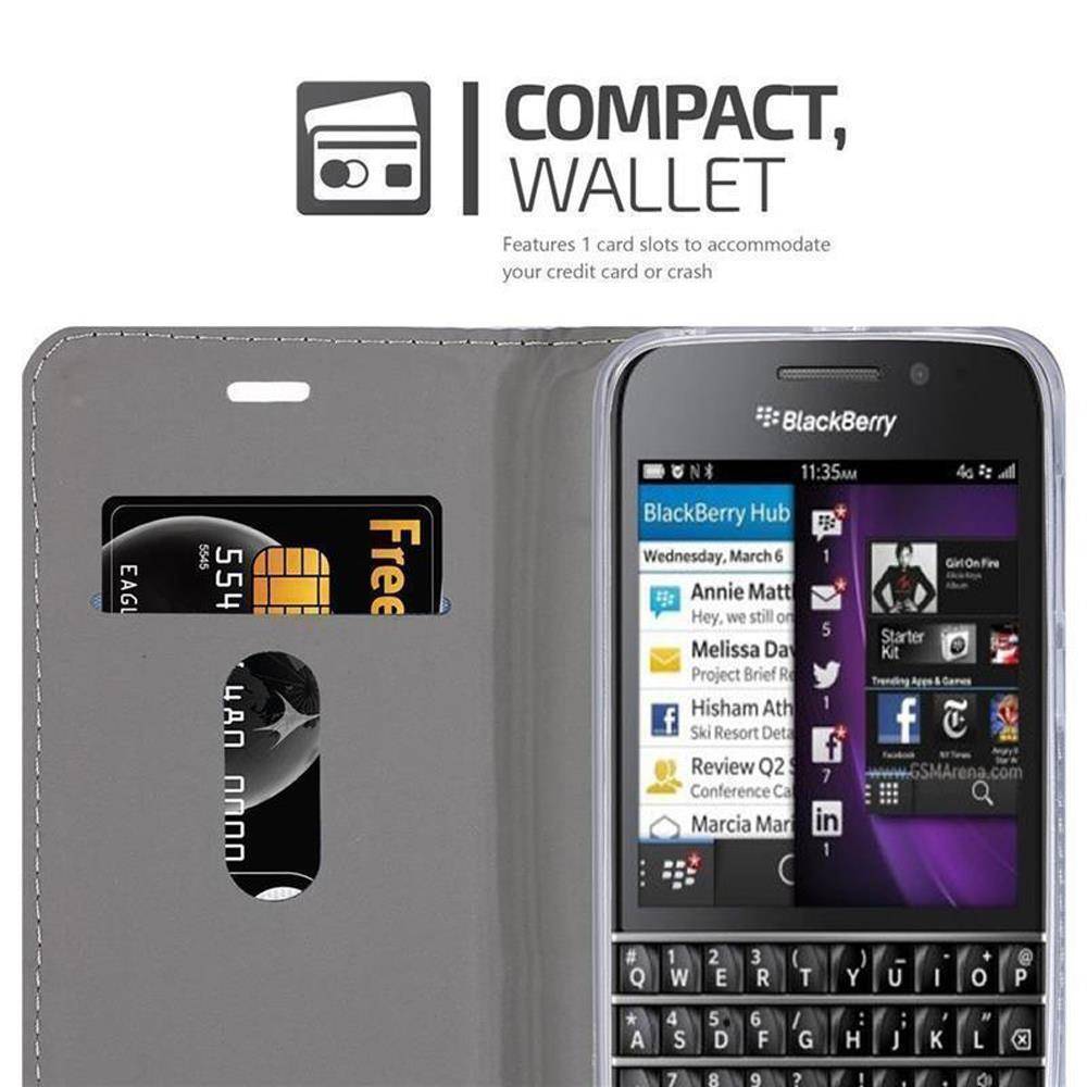 Cadorabo Hülle für Blackberry Q10 Schutzhülle in Grau Handy Hülle Etui Book Case Cover