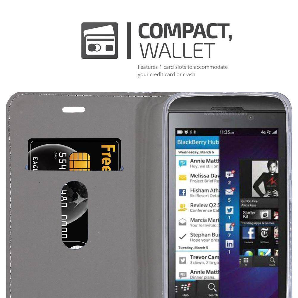 Cadorabo Hülle für Blackberry Z10 Schutzhülle in Blau Handy Hülle Etui Book Case Cover