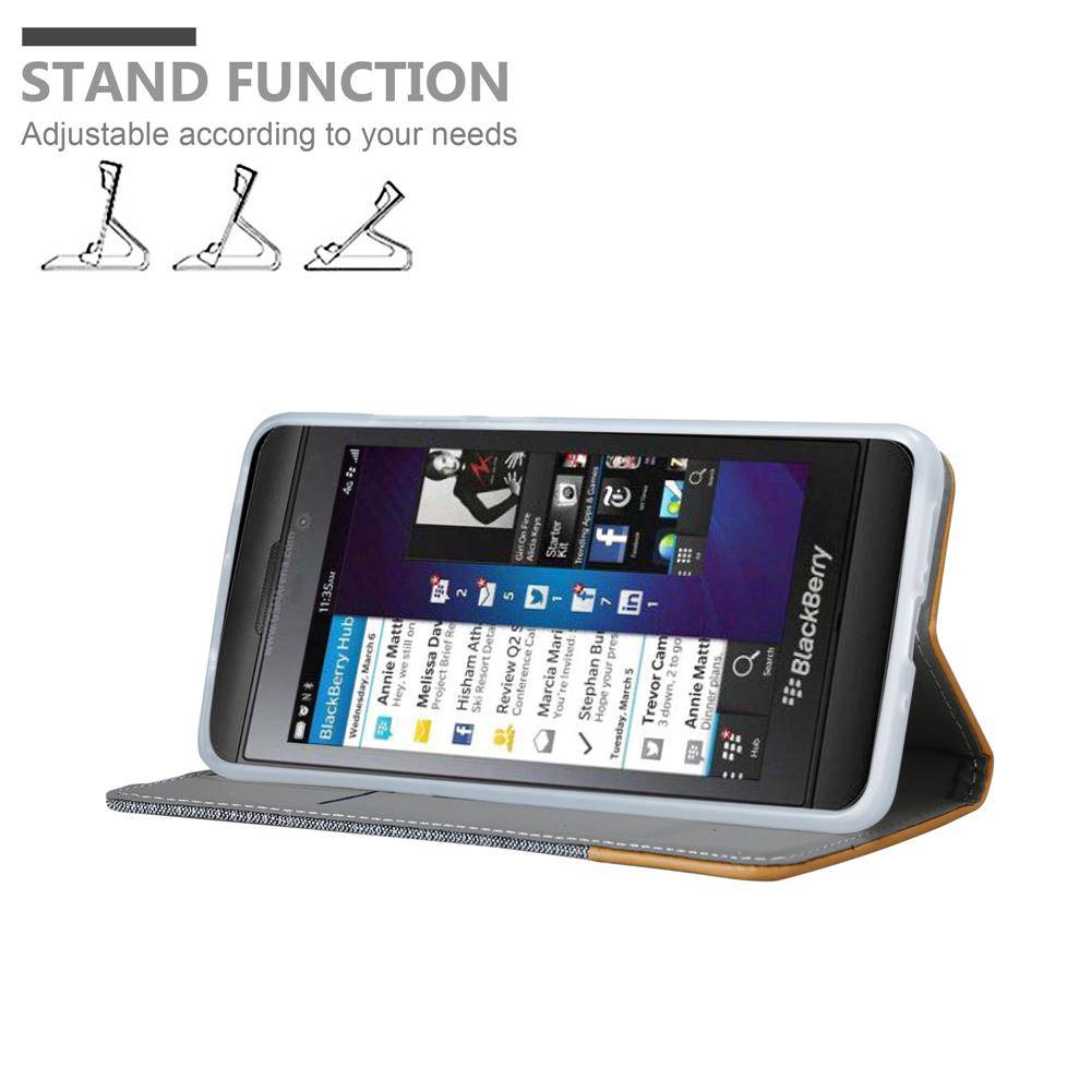 Cadorabo Hülle für Blackberry Z10 Schutzhülle in Grau Handy Hülle Etui Book Case Cover