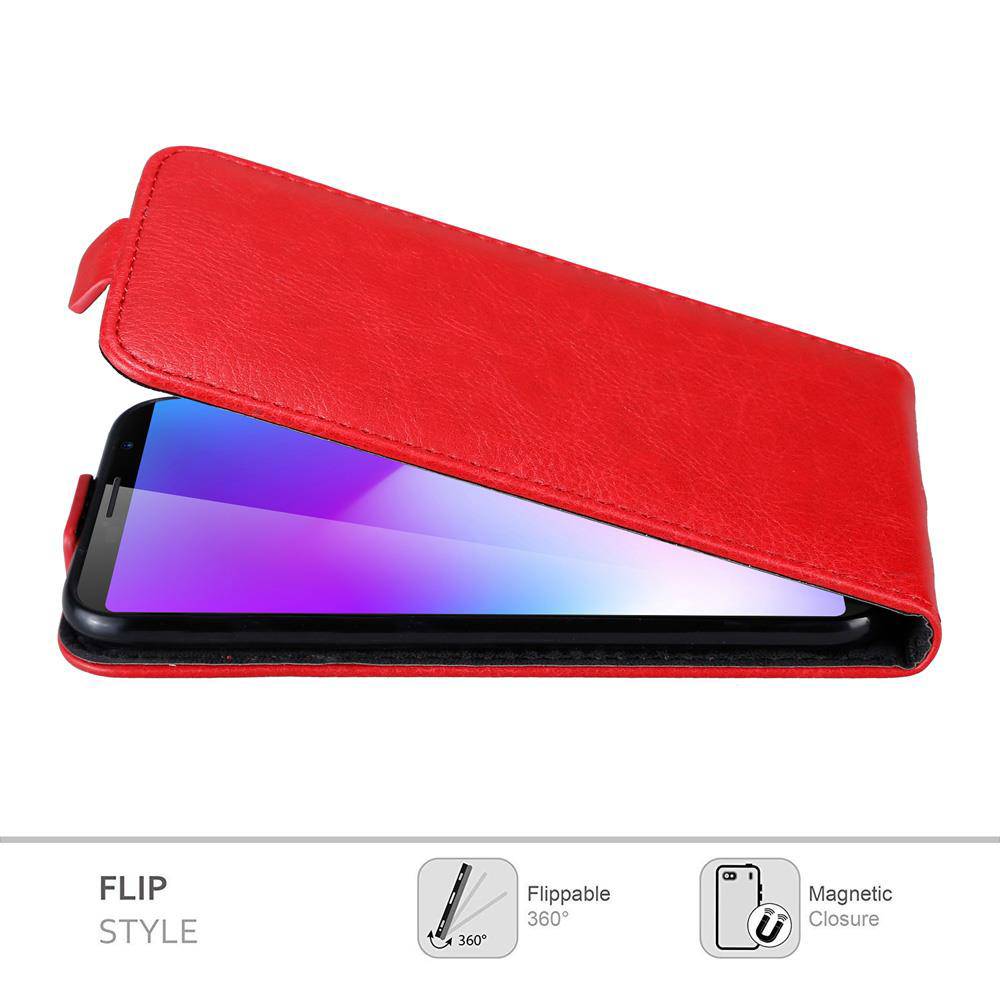 Cadorabo Hülle für Cubot POWER Schutz Hülle in Rot Flip Etui Handyhülle Case Cover