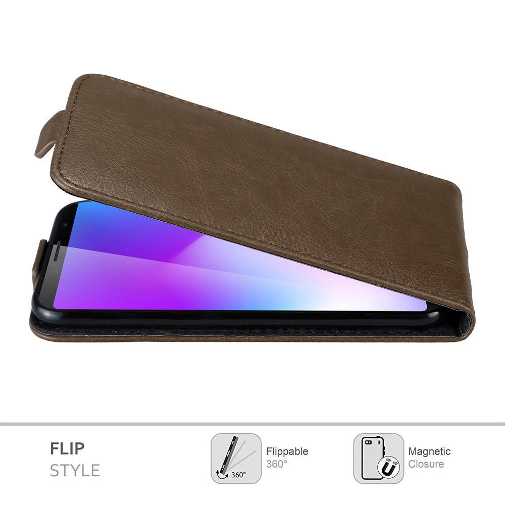 Cadorabo Hülle für Cubot POWER Schutz Hülle in Braun Flip Etui Handyhülle Case Cover