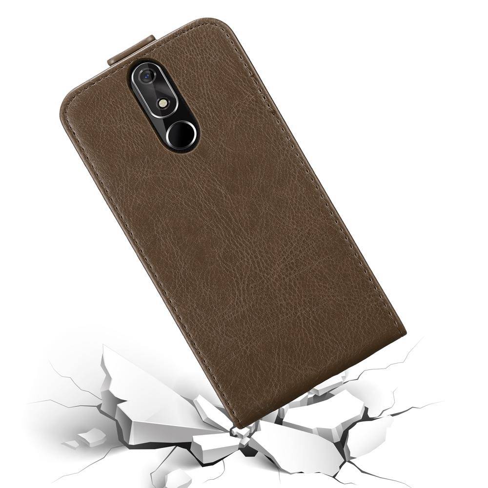 Cadorabo Hülle für Cubot POWER Schutz Hülle in Braun Flip Etui Handyhülle Case Cover
