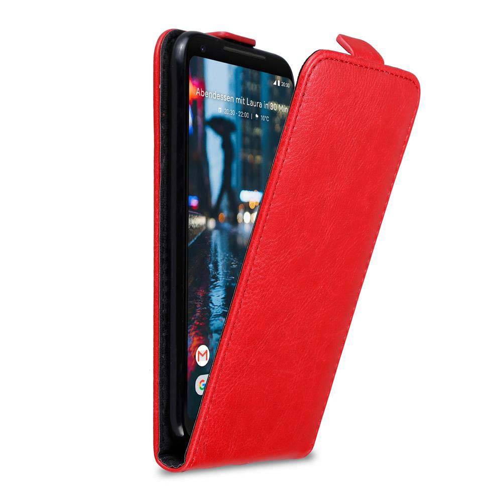 Cadorabo Hülle für Google PIXEL 2 XL Schutz Hülle in Rot Flip Etui Handyhülle Case Cover