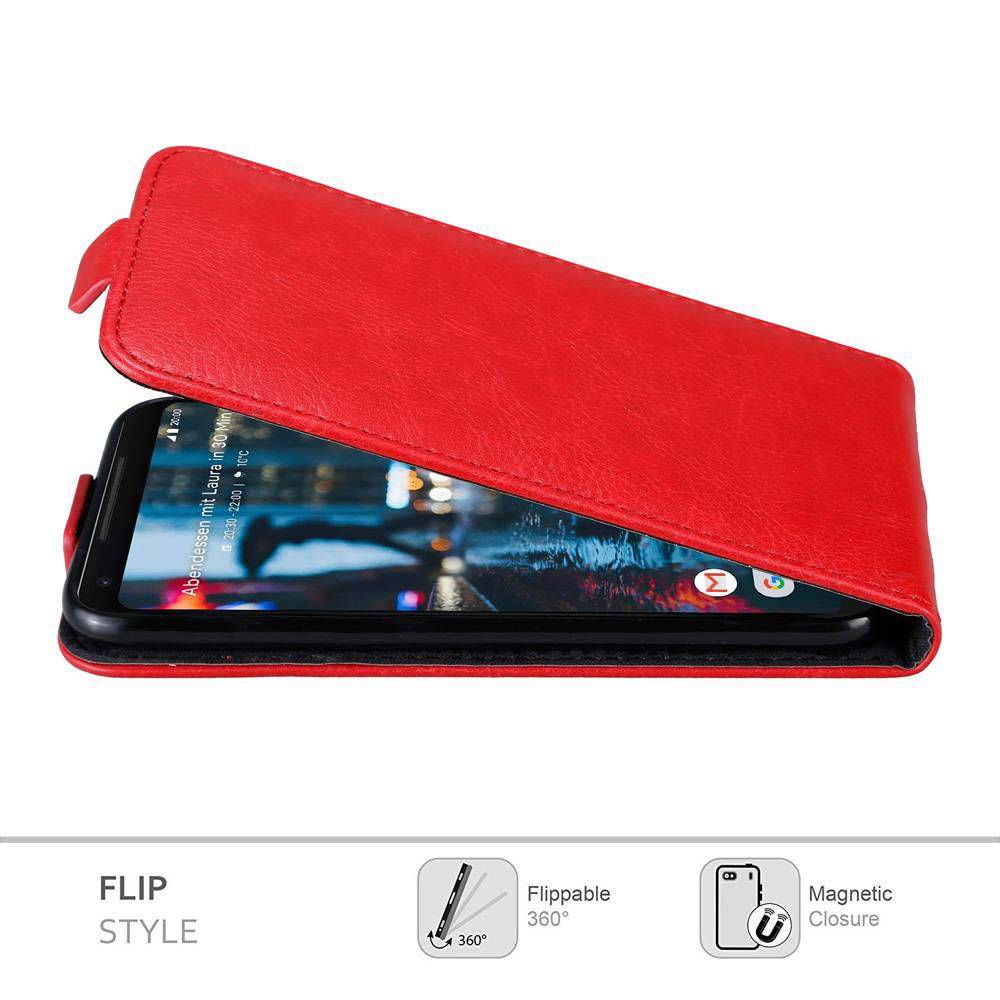Cadorabo Hülle für Google PIXEL 2 XL Schutz Hülle in Rot Flip Etui Handyhülle Case Cover
